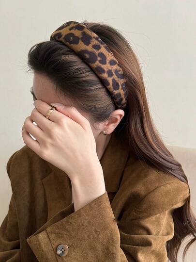 1个时尚豹纹海绵发箍，多功能秋冬发饰，发带，发圈