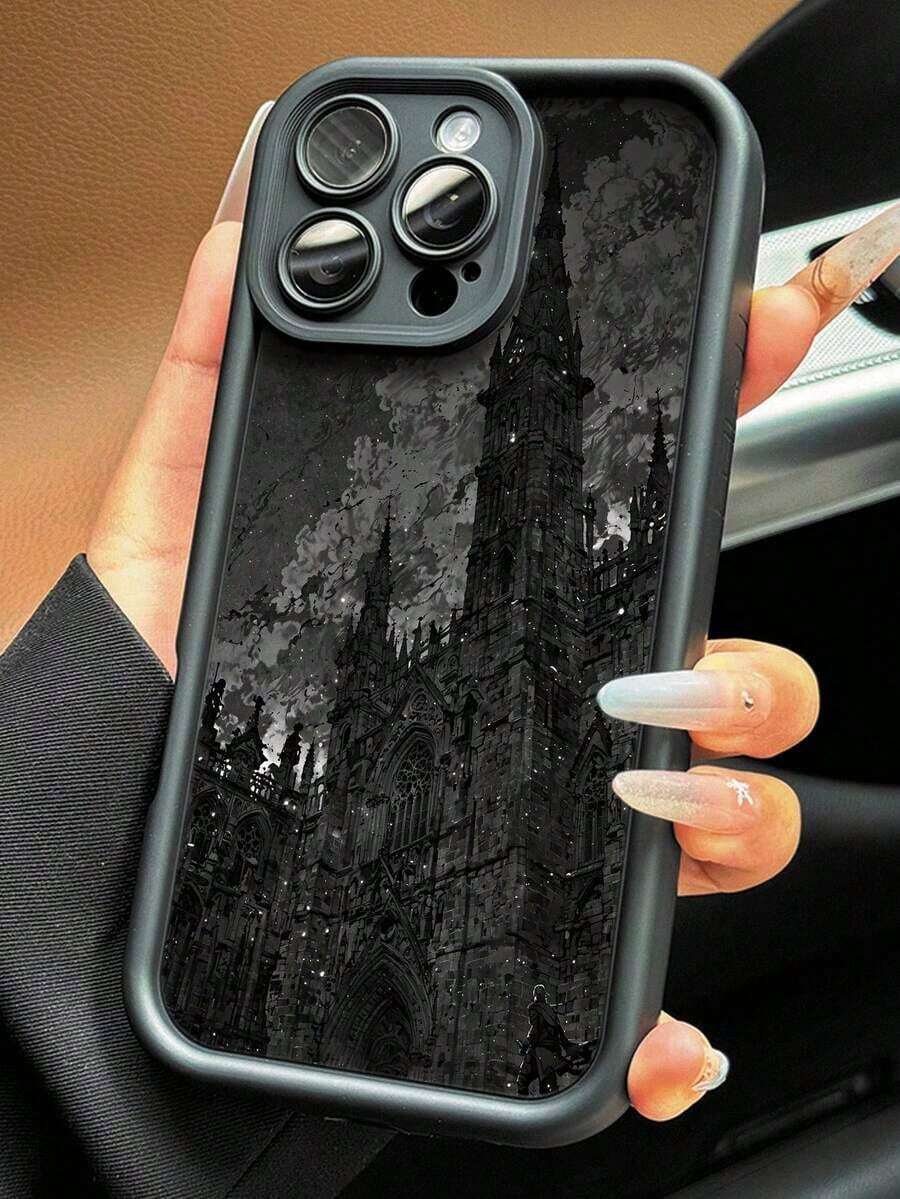 Gothic Castle Pattern Phone Cases,Effective Protection Of Cameras,TPU For Comfortable Wear,For Women's Or Men's Style. Para For IPhone 17 Pro Max Case. 17 Pro Case/17 Case/17 Air/16 Promax Case 16 Case 15 14 13 12 11 Pro Max 16 Plus Series Phone Cases,And Galaxy S25/S24/S23/S22/S21/A54/A36/A35/A34/A17/A16/A15 Series Phone Cases. Fall Or Winter Phone Case. Halloween&Christmas Phone Case,Para For IPhone Cases. Suitable Little Gifts To Give To Friends. - 黑色 - 查看 1