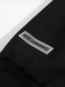 1件青少年男童宽松百搭休闲时尚运动连帽开衫外套，秋冬季 - 黑色 - 查看 5