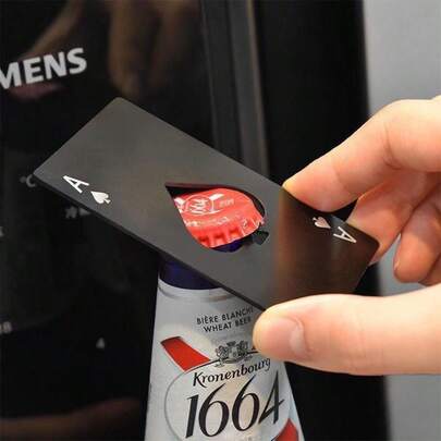 1pcs Modern Playing Card Design Bottle Opener, Portable Multifunctional Manual Bottle Opener For Kitchen Canteen Party