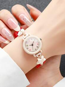 1件/套 可爱简约星形装饰石英腕表，女士/学生礼物（不含手表） - 米色 - 查看 2