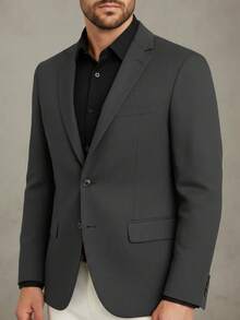 CAMISARIA COLOMBO Men's Linen Tailored Blazer - Dark Grey - View 4