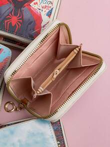 Marvel Cartera de Spiderman con cremallera corta, cartera de dibujos animados para estudiantes, monedero, tarjetero, regalo de Navidad, regalo del Día de San Valentín para hombres, billetera mini, monedero, llavero, regalos para hombres