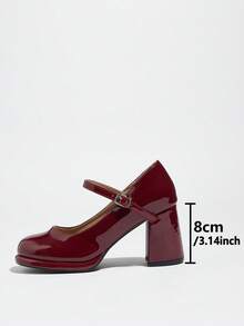 Women's Pointed Toe Chunky Heel Suede Pumps With Back Strap, Breathable Closed Toe High Heel Slingbacks For Summer - Burgundy - View 4