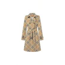 - Gabardina impermeable de doble botonadura para mujer con solapa clsica con cinturn - CH + Caqui negro (Negro caqui) - Ver 1