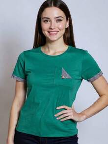 Women's Knit Blouse - Summer Fashion - Màu xanh lá cây đậm - Xem 1