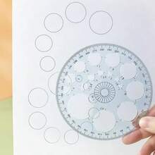 White Full Circle Template Plastic Round Protractor 360 Degree For Painting Drawing Drafting Tool 16 Circular Sizes Technical Drawing Supplies Protractors Technical Drawing Templates - Black - View 5