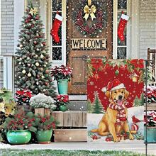 Christmas Garden Flag Golden Retriever Xmas Tree 12x18 Inch Double Sided Cardinal Winter Holiday Snowflake Seasonal Small Burlap Yard Sign Outside Outdoor House Decor - 28x40 Inches - View 3