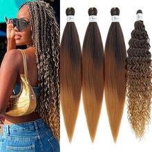 Ombre Braiding Hair Pre Stretched 1B/30/27 Curly Wavy Braiding Hair Boho Braids 26 Inch Bohemian Hypoallergenic Knotless Curls Deep Water Ocean Wave Crochet Braids Extensions 4 Packs,1B/30/27BohoBraidingHair4Packs - 1B/30/27波西米亞風編發4包 - 查看 1