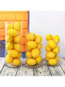 48 Packs Fake Lemons Artificial Fruits With Leaves, 3.5" And 2.8" 2 Size Faux Yellow Lemons Decor Realistic Fruits For Bowls Decor Table Centerpieces Kitchen Summer Decorations, 2/12/24/48 Pack - Multicolor - View 5