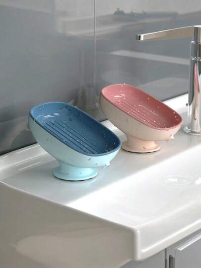 1pc Suction Cup Drain Soap Dish For Easy Cleaning And Organization In The Bathroom Soap Dish, Household Wall-Mounted Suction Cup Soap Box With Drainage, No Drilling Required