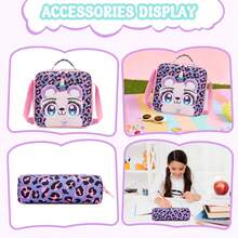 Girls' Rolling Backpack With Wheels, Suitable For Elementary School Students, Includes Lunch Box And Pencil Case, Fits Ages 6-8