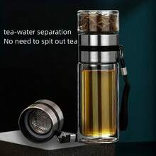 350/400ML Glass Tea Cup Double Layer Tea Cup With Portable Handle, Leak Proof Travel Cup, Water Separator, Teapot, Easy To Clean - Transparent - View 5