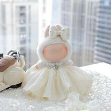 1pc 1st/2nd Generation For Labubu Doll Clothes, Ceramic Figurine, Bucket Hat, Denim Overalls Set