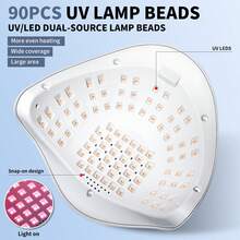 LIMEGIRL Elegant Handle Design UV LED Nail Lamp, Professional 90 UV LED Beads, 4 Timing Modes (10/30/60/99s), Portable Fast Curing Lamp, Suitable For Home And Nail Salons, White - US A Type Plug(110-127V) - View 4
