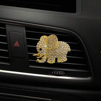 1pc Rhinestone Elephant Car Air Vent Fragrance Clip, Car Fragrance Decor, Women, Shiny Car Accessory, Car Aromatherapy Clip (Fragrance Not Included), Car Air Vent Decor