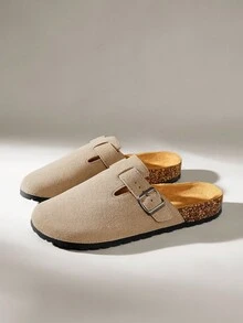 Slouchy Couple Slippers, Comfortable Plus Size, Autumn/Winter - Plush Lining, Thick Sole, Non-Slip Sole, Fashionable Solid Color, Thermal Lined For Warmth - Khaki - View 2