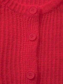 FOR BEAUTY 女士酒红色圆领长袖针织衫，休闲通勤套头衫，时尚优雅简约柔软开衫，百搭外套，适合日常穿着，情人节礼物 - 紅色 - 查看 10