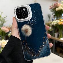 Cubierta de teléfono con diseño de diente de león azul oscuro para mujer con texto CASETTO elegante y delicado ideal para uso diario en floristerías y eventos románticos Aplicable a los teléfonos de la serie Apple y Galaxy - Blanco - Ver 2