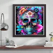 [Free Shipping]OFRKE Kull Flower Diamond Painting Kits For Adults, DIY Full Round Drill 5D Full Drill Crystal Rhinestone Diamond Art Kits,Gem Art Craft Home Wall Decor 12x12in,A-Skull - A-頭骨 - 查看 5