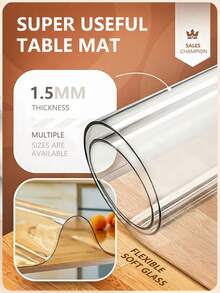 1pc 1.5mm High-Transparency Crystal Clear Table Protector Durable Easy To Clean Rectangle Vinyl Table Mat Waterproof Oil-Proof Plastic Table Protector PVC Tablecloth Protector Cut-To-Fit Multiple Sizes Available Restaurant Bar Kitchen Baking Office Bathroom Vanity Nightstand Computer Desk Writing Desk Desktop - Multicolor - View 12