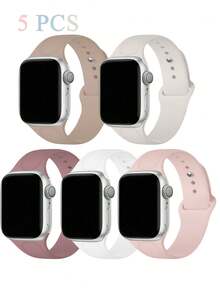 5 Packs Sport Bands Compatible With Apple Watch Band 38mm 40mm 41mm 42mm 44mm 45mm 46MM 49mm,Soft Silicone Waterproof Strap Compatible With IWatch Series 11 10 9 Ultra 8 7 6 5 4 3 2 1 SE Women Men - Multicolor - View 8