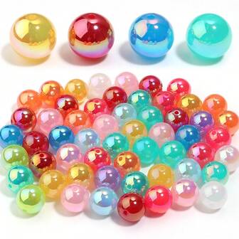 10 piezas/paquete Cuentas redondas de colores chapadas en plata de la luna de acrílico, cuentas de 16mm de colores para correas de teléfono, pulseras, manualidades de joyería DIY