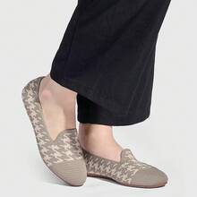 Poemlady Women's Ballet Flat Shoes Dress Knit Round Toe Slip On Ballerina Walking Flats Shoes For Woman Casual Comfort SoftChristmas - A/卡其色/裸色 - 查看 8