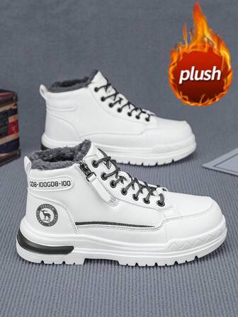 Women's Zipper Snow Boots, Latest 2025 Autumn/Winter High-Top Sneakers, Plush Thickened Warm Fur Boots, Side Zipper Fashion Mid-Calf Boots, Flat Round Toe Non-Slip Waterproof Leather Outdoor High-Top Sneakers, Suitable For Cold Storage, Freezing Environments, Unisex Thick Winter High/Short Boots For Holidays, Gatherings, Parties