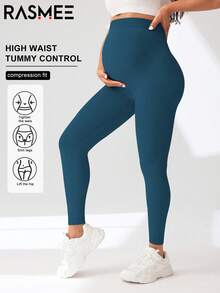 Maternity High Waist Seamless Elastic Solid Color Leggings