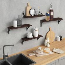 YC-HOGAR Juego de estantes flotantes de madera (4 piezas), disponible en varios tamaños y para montaje en pared, adecuado para la decoración de sala de estar, baño, dormitorio y cocina. - marrón oscuro - Ver 9