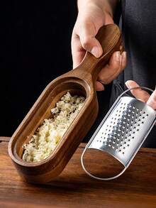1个红木奶酪刨丝器，带不锈钢收纳盒，奶酪刨丝器，厨房工具