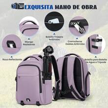 RAINSMORE Mochila para Camara Fotografica DSLR SLR Mirrorless Mochila Camara Laptop Mochila Fotografia con Funda Impermeable y 14 Pulgadas Compartimento Portátil Mochila Antirrobo para Cámara Negro - rosa - Ver 10