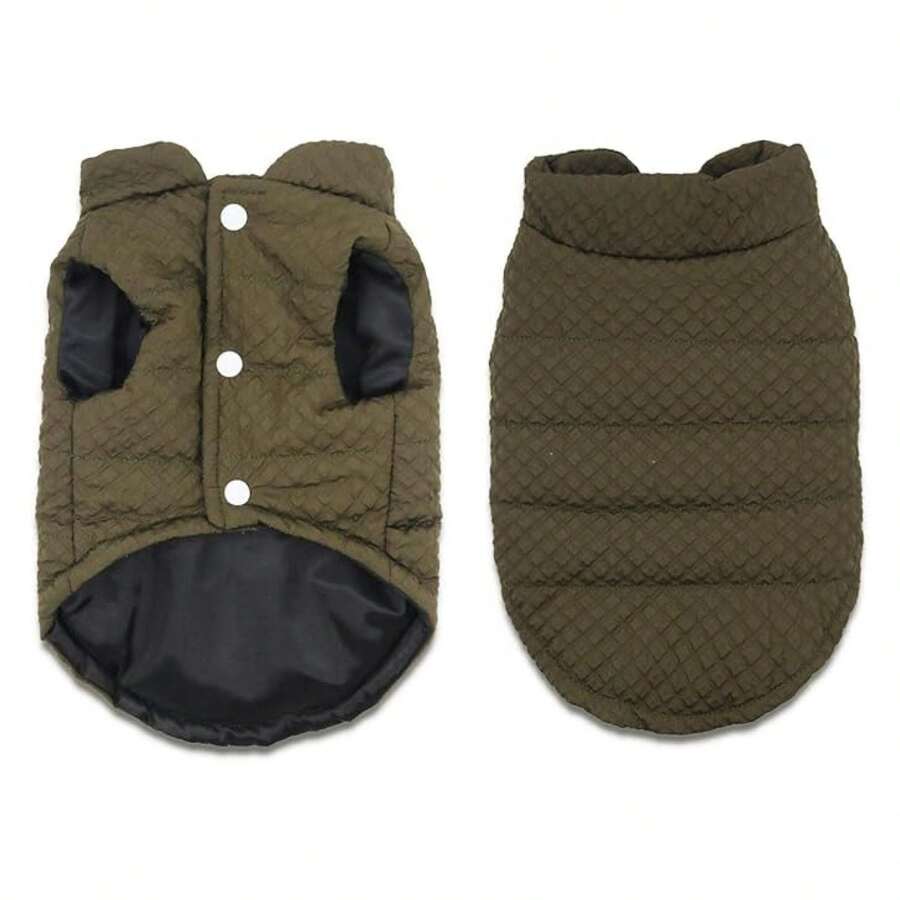 Dog Winter Coat Small Medium Dogs - Lightweight Warm Puppy Clothes For Cold Weather - Green Pet Coat - V-Neck- XX-Large - 多色421 - 查看 1