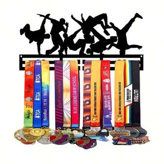 1pc Metal Street Dance Medal Hanger - 30.0cm Multifunctional Wall Mount Organizer, Sturdy Iron Structure, Black Finish, Stable Base & Space-Saving Vertical Design, Suitable For Displaying Medals And Trophies - Ideal Christmas Gift, Home/Office Decor, Durable Metal Wall Sculpture For Commemorating Achievements And Sports Memorabilia - Perfect Gift For Dance Enthusiasts, Dance Decor, Durable Hanging Piece