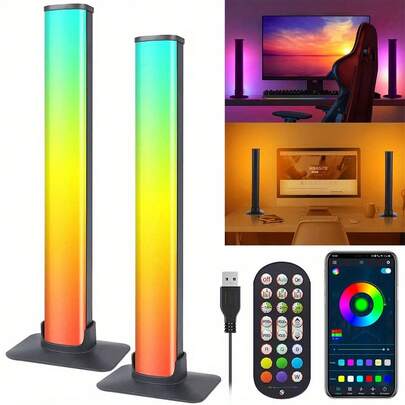 SMAURORA RGB+IC Smart LED Strip Light, Music Sync, With Remote Control And Smart APP, USB Powered Sound-Controlled Rhythm Light, Dimmable And Color-Changing, Timer Function, Multiple Dynamic Modes, Suitable For Parties, Computers, Office Desks, Gaming Rooms