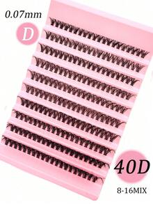 全新DIY睫毛嫁接套装：200根簇状假睫毛，80D/60D/40D/30D卷度可选，可重复使用，浓密蓬松，适用于派对、舞台、节日眼妆 - 粉色 - 查看 12