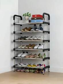 1 pieza Espacio mejorado, Estantería de zapatos de metal simple, Estantería de almacenamiento de zapatos, Minimalista, Resistente, Elegante, Fácil de desmontar y montar, Portátil, Adecuado para sala de estar, dormitorio, entrada, oficina, hogar, Almacenamiento de varios niveles, Regalo navideño - Multicolor - Ver 3