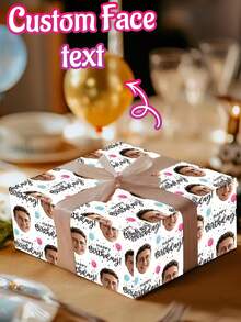 Custom Face Photo Birthday Wrapping Paper, Custom Face Print Gift Wrapping Paper,Wrapping Paper With Funny Face,Personalized Face Photo Gift Wrapping Paper, Unique Personalized Birthday Wrap, Birthday Gift Ideal - Multicolor - View 3