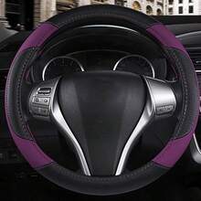 Leather Car Steering Wheel Cover, Non - Slip Car Wheel Cover Protector Breathable Microfiber Leather Universal Fit Most Beige - Purple-2 - View 6