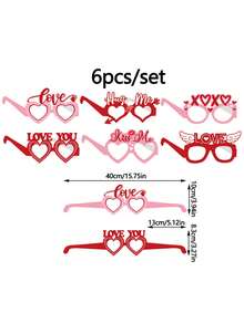 Happy Valentine's Day Photo Booth Props,Wedding Selfie Photobooth Props Decorations,Funny Red Heart Lip Glasses Beard Hat Wine Glass Photobooth Props,For Valentine's Day, Weddings, Anniversaries, Fun Gifts, Photography Decorations - Multicolor - View 10