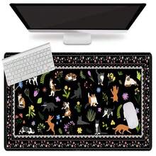 Cute Cats Desk Mat For Keyboard And Mouse,Boho Floral XXL Large Mouse Pad,Non-Slip Rubber Base Keyboard Pad Waterproof Desktop Mat For Laptop Computer Work Game Home Office-Black - 65*35*0.2 - View 3