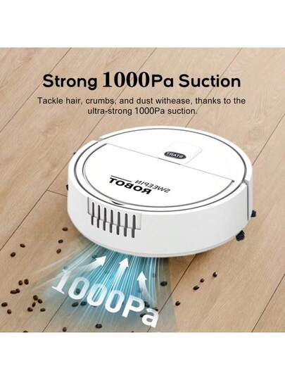 Slimme In Robot Stofzuiger Mop, Slim Low Noise Battery Powered (Strong Suction) 60 Minute Runtime Pet Hair Cleaning Hard Floors) Automatic Directional Cleaning, Includes Remover Accessory, Robot, Sweeping Equipped