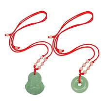 FORUBUS Green Jade Buddha Circle Red String Pendant Necklace - Chinese Traditional Amulet For Luck And Protection,Alightgreenbuddha+Circle - Alightgreenbuddha+圓圈 - 查看 3