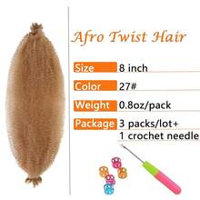 Springy Afro Twist Hair 8 Inch 3 Packs Black Color Pre Fluffed Marley Twist Braiding Hair (8 Inch, 27#),27 - 27 - 查看 3