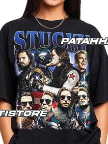 Limited Stucky Steve Rogers And Bucky Barnes Vintage T-Shirt, Gift For Woman And Man Unisex T-Shirt - 黑色 - 查看 1