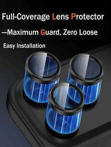 3-Pack Tempered Glass Camera Lens Protector Compatible With IPhone 17 Pro Max/17 Pro/16 Pro Max/16 Pro/15 Pro Max/15 Pro/14 Pro Max/14 Pro, Tempered Glass Metal Independent Camera Cover [Anti-Drop Protection] Compatible With Phone Case - Black Titanium - Black - View 4