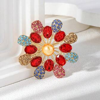 1枚彩色雪花波西米亚风优雅锌合金水钻胸针，适合女性日常、派对、装扮、背包、帽子、圣诞节和节日礼物