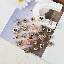 22 件闪亮时尚仿金属装饰吊坠，轻质材料，适用于木屐、可拆卸鞋饰、EVA 拖鞋、凉鞋、花园鞋