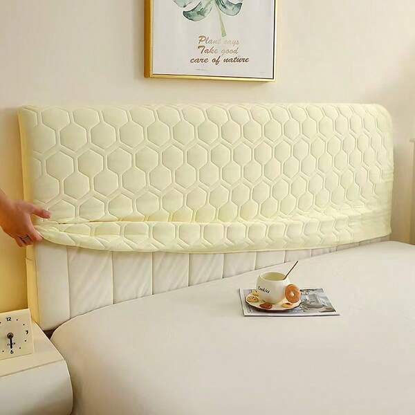 1 pezzo Copri testiera di colore unito, alta elasticità per protezione dalla polvere, imbottitura spessa, adatto per letti singoli e matrimoniali
